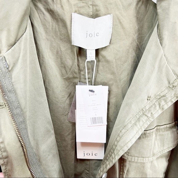Joie Jenita Stretch Cotton Field Jacket Utility Green Zip Size Large L NWT - Picture 4 of 11